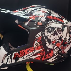 Men's Red White Black Skull MX Off-Road Helmet